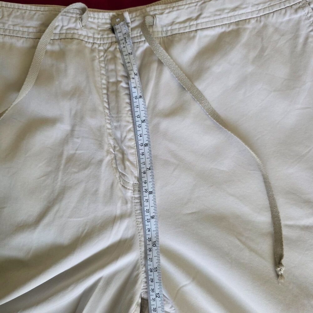 Women's Cargo Pants Size 14 Khaki Cropped Casual Mid Rise Twill Utility - Picture 5 of 9